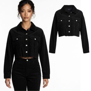Forever 21 Black Corduroy Jean Jacket